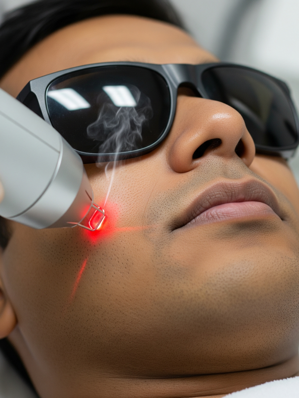 co2 laser facial on a man