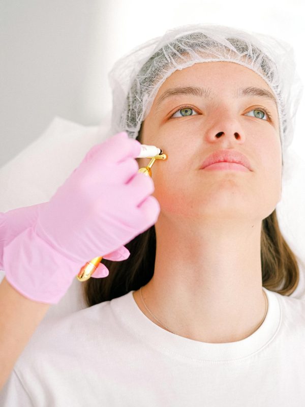 a girl taking hydrafacial